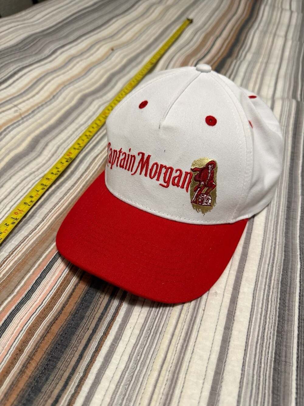 Captain Morgan Embroidered Logo Baseball Cap Red and White Adjustable Snapback H